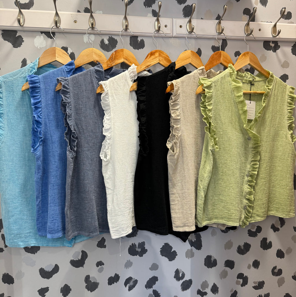 Beanie Cotton Linen Frill Top image 3