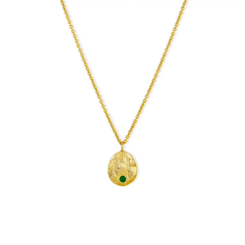 Venice Gold Coin Necklace Green image 1