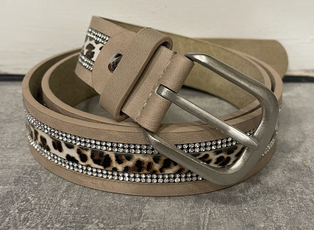 Leopard Print & Sparkle Leather Belt image 1